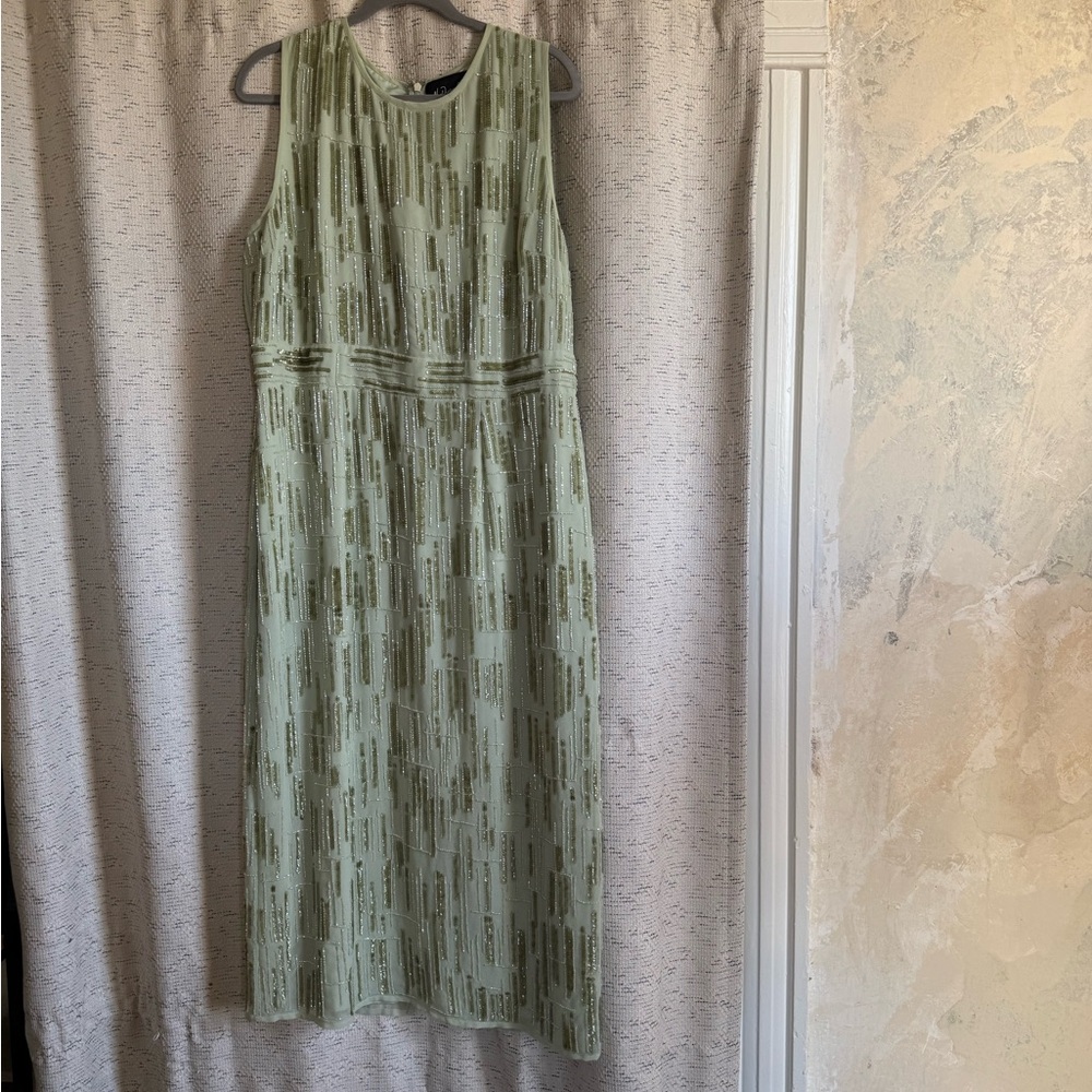 Mac Duggal Beaded Green Dress